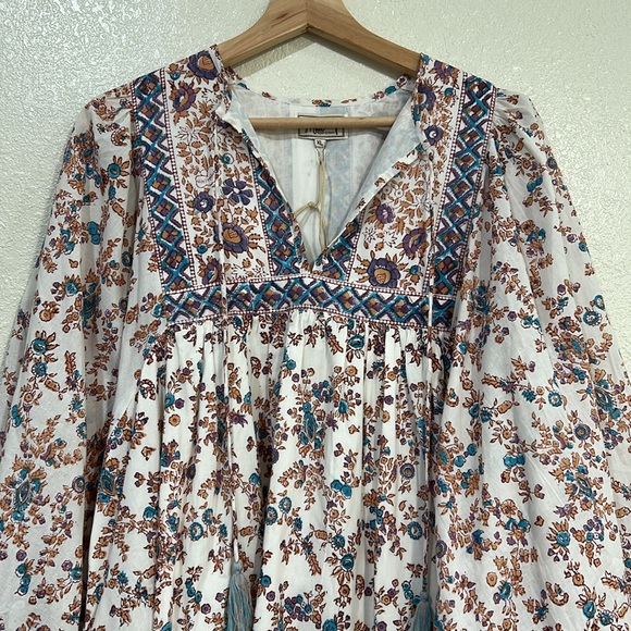MILLIE WOMENS DAISY TASEL TIE MINI DRESS CREAM FLORAL Sz XL NEW - Picture 3 of 12